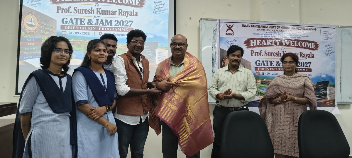 RGUKTRKVOFFI's tweet photo. GATE &amp; JAM 2027 Orientation Programme🎓

An insightful session on GATE &amp; JAM 2027 was conducted at RGUKT–AP, R.K. Valley Campus, featuring Prof. Suresh Kumar Rayala, IIT Madras, Former GATE Chairman

#RGUKT #RKValley #GATE2027 #HigherEducationCell https://t.co/rUNbDsOdRP