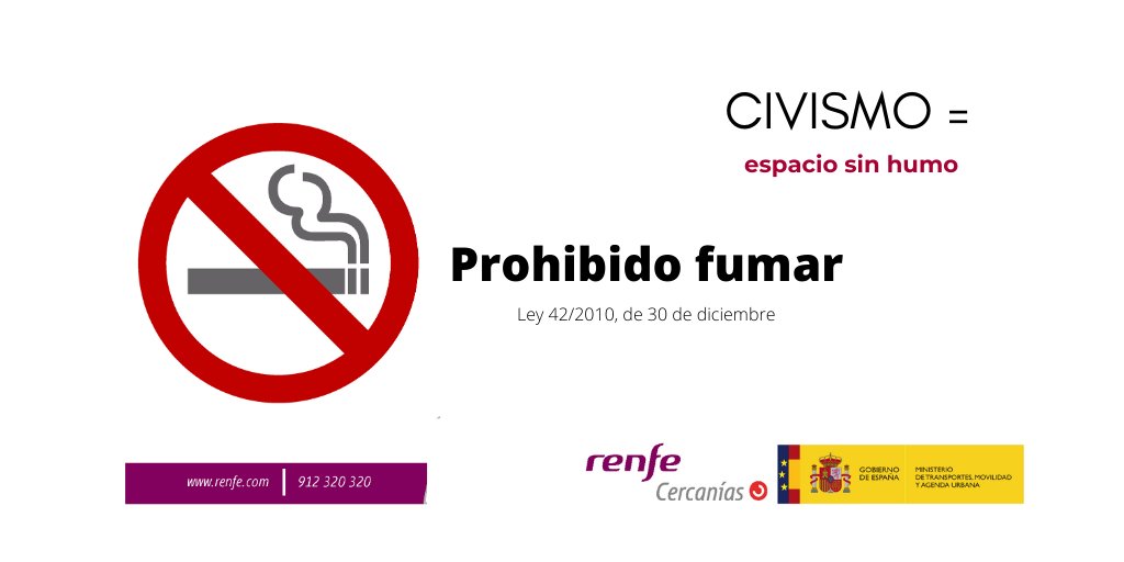 CercaniasVLC's tweet photo. 💭Recorda que està 🚭  prohibit fumar al recinte de l'estació. 
#Civisme 
#EspaiSenseFum

💭Recuerda que está  🚭prohibido fumar en el recinto de la estación.
#Civismo
#EspacioSinHumo https://t.co/i9MD3Ozhbf