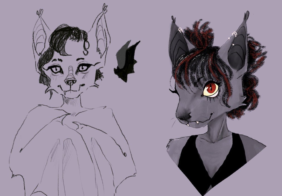 backslasshh's tweet photo. sorry I haven’t posted in a while :> I’ve been busy. I have lots of new stuff planned, though. Here’s a bat fursona from the backlog https://t.co/woudQ4ygEf
