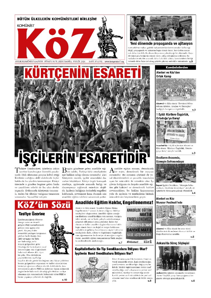 KomunistKoz's tweet photo. Köz'ün 155. sayısı "Kürtçenin Esareti İşçilerin Esaretidir!" manşetiyle çıktı

https://t.co/U48dTu5Oow https://t.co/FYAroRqIlh