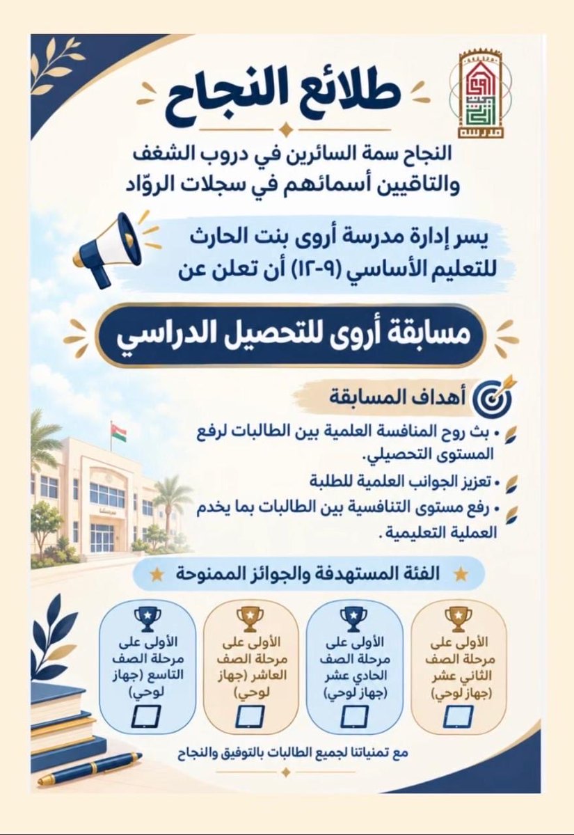 arwaschool_1981's tweet photo. لا يعتلي منصات التتويج إلا أصحاب الهمم الاستثنائية والقلوب الطامحة للمعالي https://t.co/p1c8k2xYbR