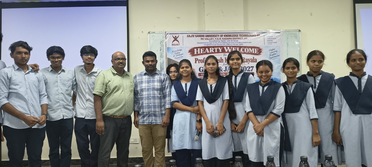 RGUKTRKVOFFI's tweet photo. GATE &amp; JAM 2027 Orientation Programme🎓

An insightful session on GATE &amp; JAM 2027 was conducted at RGUKT–AP, R.K. Valley Campus, featuring Prof. Suresh Kumar Rayala, IIT Madras, Former GATE Chairman

#RGUKT #RKValley #GATE2027 #HigherEducationCell https://t.co/rUNbDsOdRP