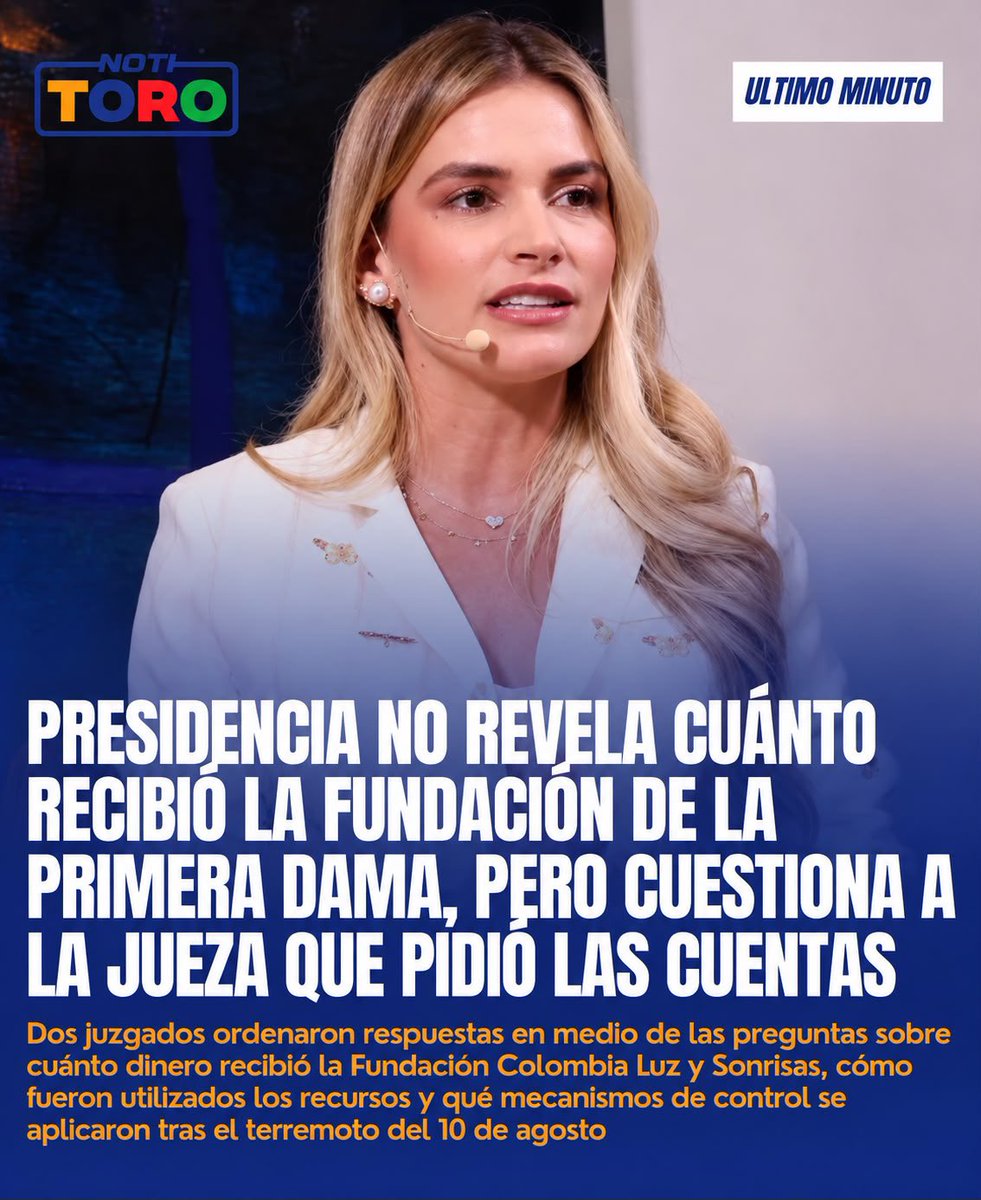 AlejoToroAnt's tweet photo. #NotiToro ¿Dónde Están Las Cuentas? La Justicia Pone Bajo La Lupa Las Donaciones Recibidas Por La Fundación De La Primera Dama.

https://t.co/Ej2eXsgOrU https://t.co/xrVeegr1J9