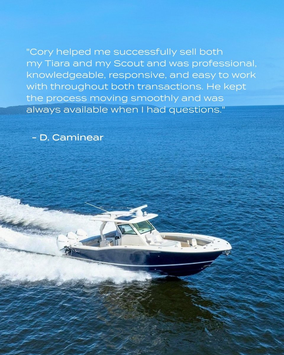 LukeBrownYachts's tweet photo. 🌟 Broker Spotlight: Cory Barrios 🌟

"Cory helped me successfully sell both my Tiara and my Scout... professional, knowledgeable, responsive." – D. Caminear

USCG vet, 100 ton Captain, IYBA certified, with LBY since 2015.

📲 1-404-234-4208

#LukeBrownYachts #BrokerSpotlight https://t.co/rQC2YNXJNz