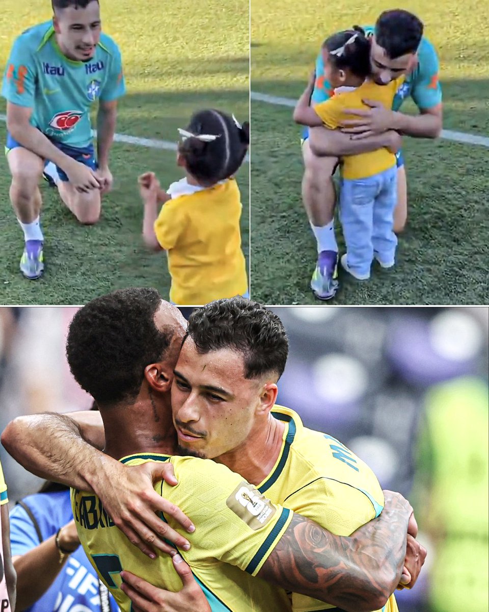 ESPNUK's tweet photo. Gabriel Martinelli with Gabriel's daughter 💙💛💚 https://t.co/WD9IOQcpd0