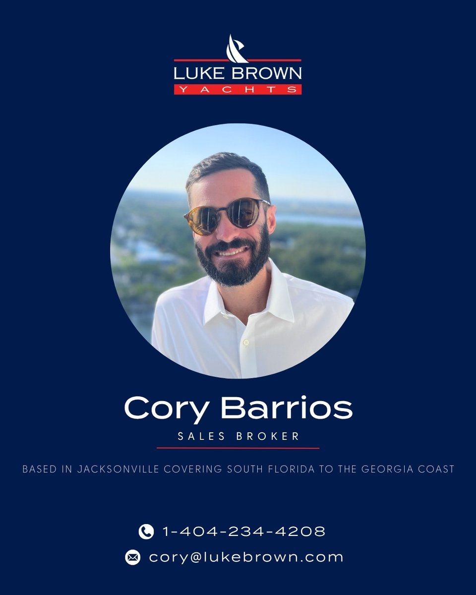 LukeBrownYachts's tweet photo. 🌟 Broker Spotlight: Cory Barrios 🌟

"Cory helped me successfully sell both my Tiara and my Scout... professional, knowledgeable, responsive." – D. Caminear

USCG vet, 100 ton Captain, IYBA certified, with LBY since 2015.

📲 1-404-234-4208

#LukeBrownYachts #BrokerSpotlight https://t.co/rQC2YNXJNz