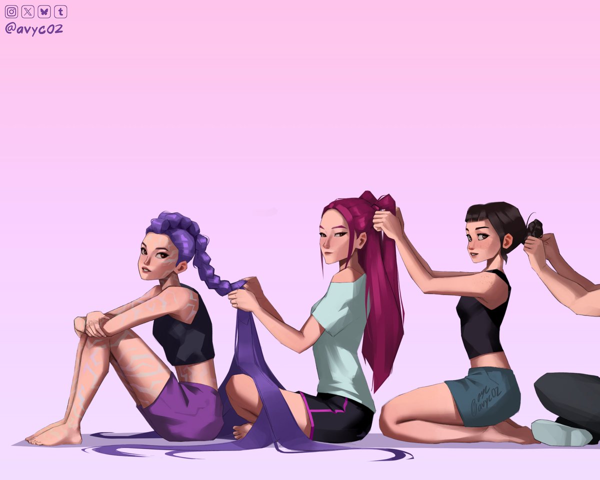 avyc02's tweet photo. The Huntr/x hair ritual continues~ (Part 2)
#kpopdemonhuntersfanart #kpopdemonhuntersnetflix #KPOPDEMONHUNTERS #kpdh #huntrix #KpopDemonHuntersRumi #KpopDemonHuntersMira #KpopDemonHuntersZoey #rumi #mira #zoey #derpy #fanart #ArtistOnTwitter https://t.co/CV8KPSa5aO