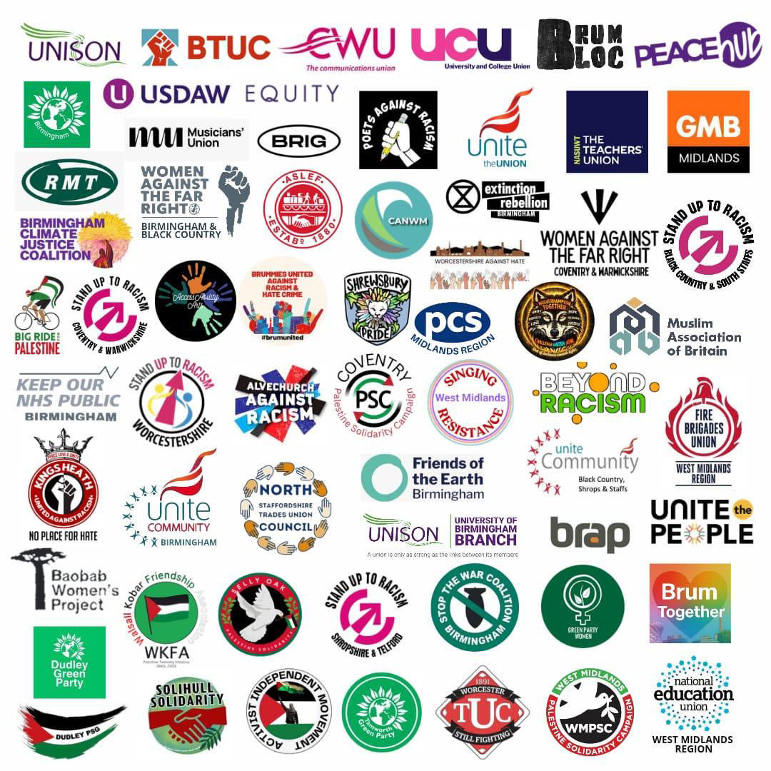BirminghamTUC's tweet photo. ✊WEST MIDLANDS AGAINST RACISM ✊
Birmingham TUC supports the Unity March &amp; Rally! Stand shoulder-to-shoulder to bring our communities together against hate.
🗓️ Sun 4th Oct | 1pm
📍 Victoria Square, Birmingham
Solidarity! ✊❤️
#WestMidlandsAgainstRacism #BrumSolidarity https://t.co/1ELvMbban0