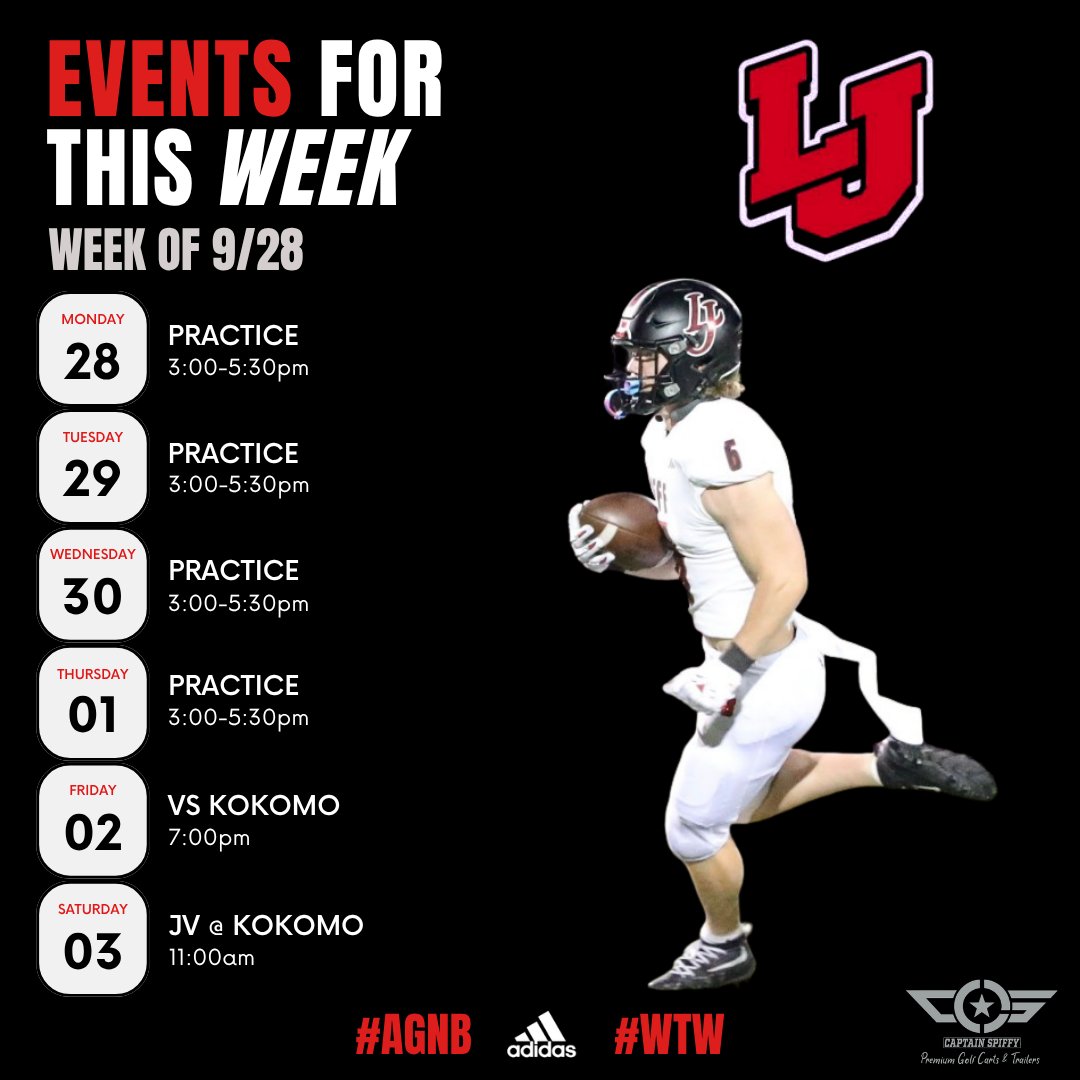 LJBronchoFB's tweet photo. Week 7 Schedule  #AGNB #WTW https://t.co/q7eVlwhZjI