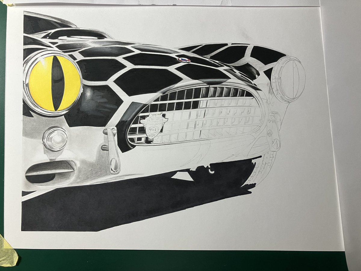 NGAutoArt's tweet photo. Hour 12. Hand is hurting now. This might be a midnight finish, making it a 19 hour drawing.

#SnakeEyes #ACCobra #NGAutoArt #RSLStudio https://t.co/SURwkSTitf
