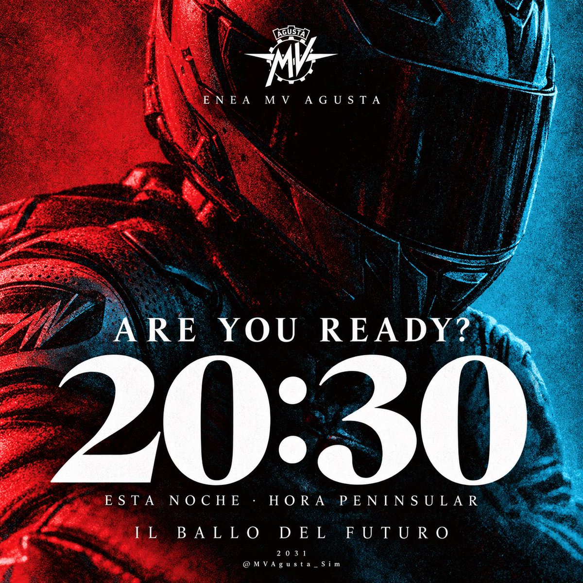 MVAgusta_Sim's tweet photo. El futuro tiene una cita.

Esta noche, a las 20:30 —hora peninsular española—, Enea MV Agusta abre el primer capítulo de su proyecto para 2031.

Sube el volumen.

ARE YOU READY? 🔴🔵

@MundialSim3 https://t.co/7hDWsNgP8R