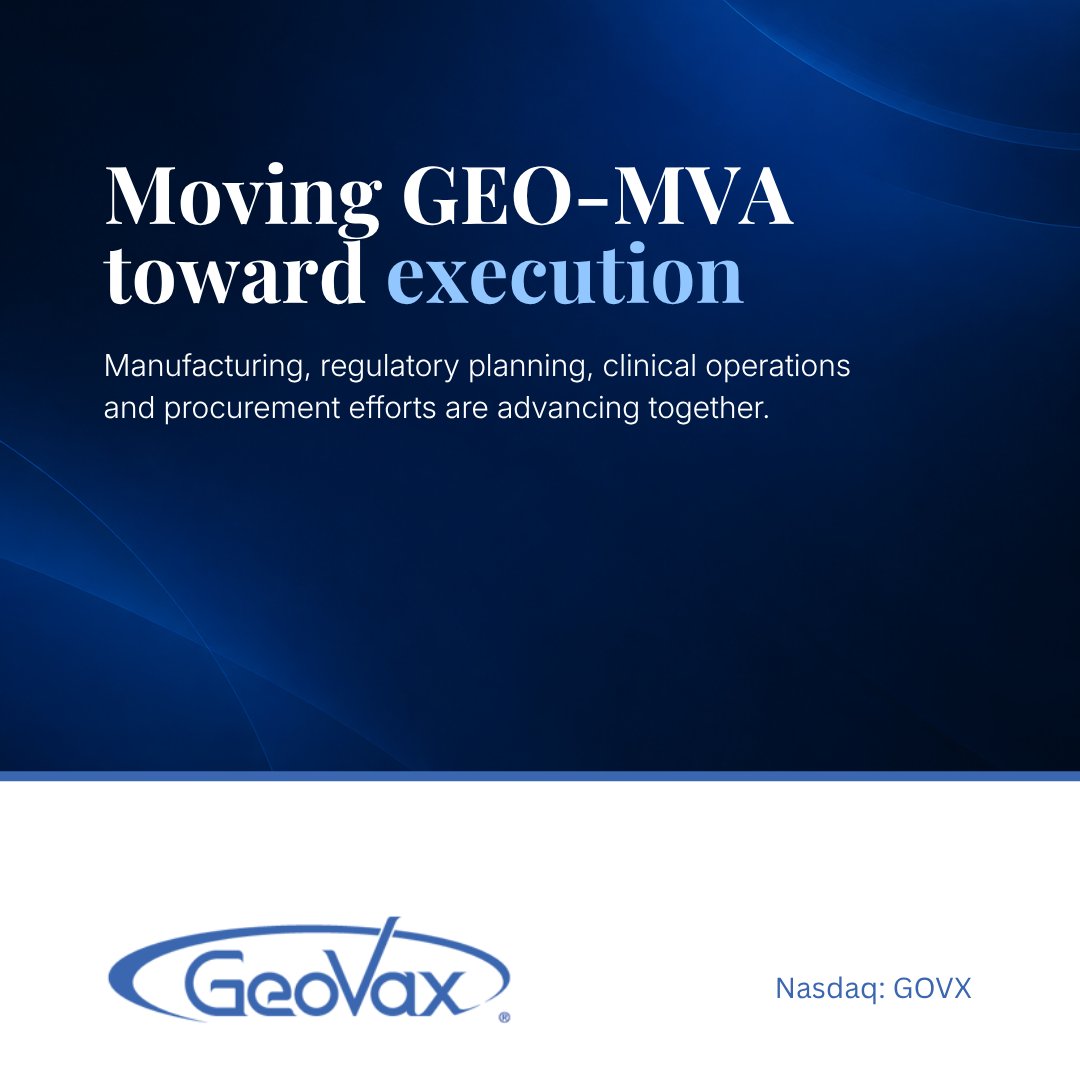 Geovax_News's tweet photo. GeoVax is bringing multiple workstreams together around GEO-MVA: manufacturing, regulatory planning, clinical operations and procurement discussions. The next stage is about translating that foundation into clinical execution. https://t.co/A3BXzPCphA $GOVX https://t.co/pPSL6iHBz3