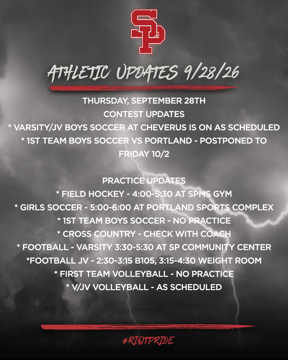 SPREDRIOTS's tweet photo. Red Riot Athletic Update for today. https://t.co/2F2P1GGJss
