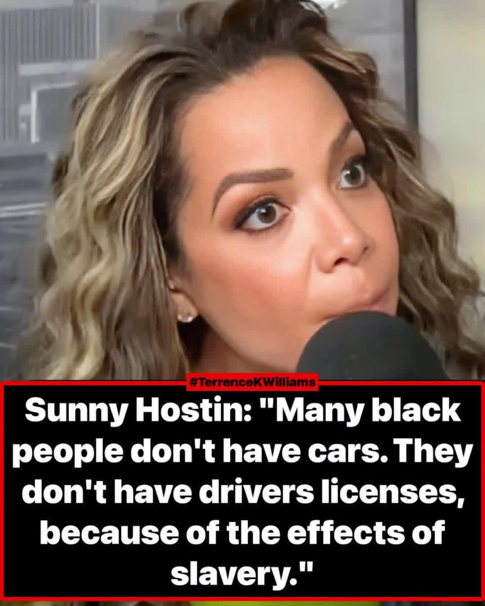oliviaihg's tweet photo. “Many black people don’t have cars. They don’t have drivers licenses, because of the effects of slavery.” This is what Sunny Hostin said. 

She is out of her mind https://t.co/RRMQisKtRH