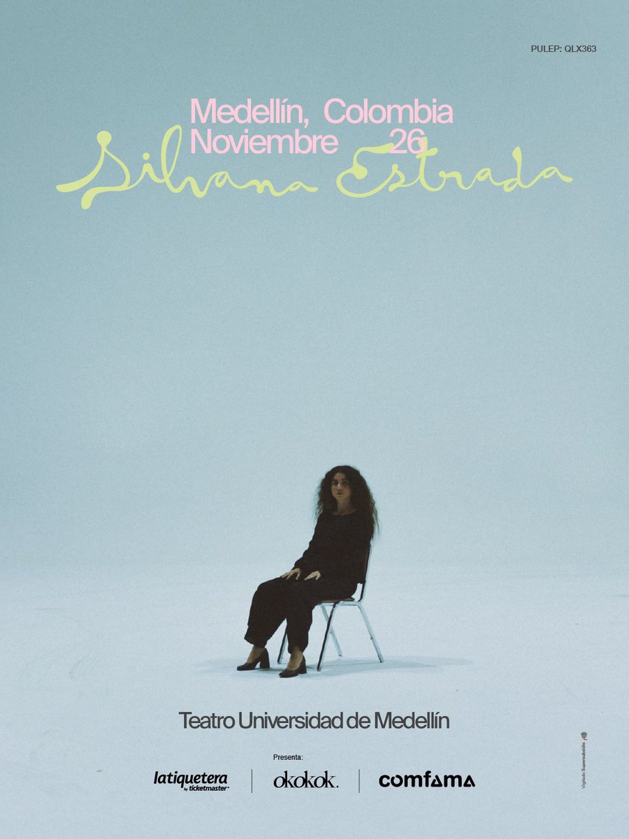 musictrendscol's tweet photo. NUEVO ANUNCIO ☂️🌧️

¡SILVANA ESTRADA REGRESA A COLOMBIA 🇨🇴! 

Noviembre 20 | Bogotá | Vive Claro Music Hall 📍

Noviembre 26 | Medellín | Teatro de la Universidad 📍

Registro abierto para la pre-venta aquí: https://t.co/CpR1DqxASA 🔗

Pre-venta fans Octubre 1 a las 10am
Venta general Octubre 2 a las 10am 

🎫: Bogotá - @Ticketmastercol 
🎟️: Medellín - @LaTiquetera 

Todas las personas que se registren recibirán el código de la pre-venta este jueves 1ro de Octubre a las 8am hora local.

💜: También se anunciarán algunas actividades en colaboración con organizaciones amigas para recaudar fondos para todas las personas afectadas por el terremoto en Cali.