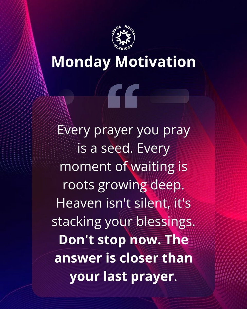 JHelkridge's tweet photo. ๐ฅ Trust His timing. Your answer is on the way.
#KeepPraying #Grace #KeepTrusting #Answerisontheway #MondayMotivation #GodWillHelp #jesushouseelkridge #Marylandchurch https://t.co/YFqCmA8VbM