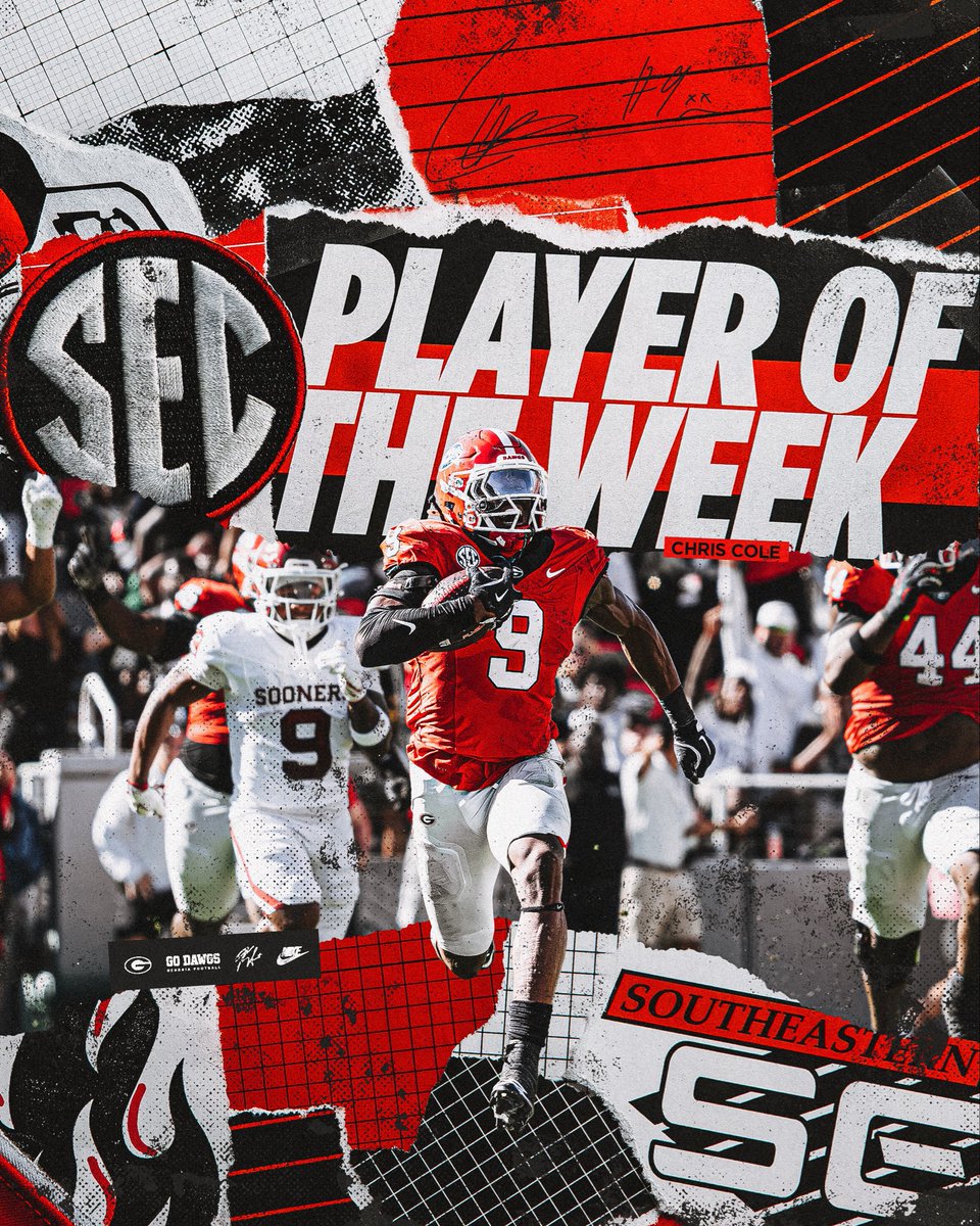 GeorgiaFootball's tweet photo. Chris Cole has been named SEC Defensive Player of the Week ‼️ https://t.co/HU94ItmgzS