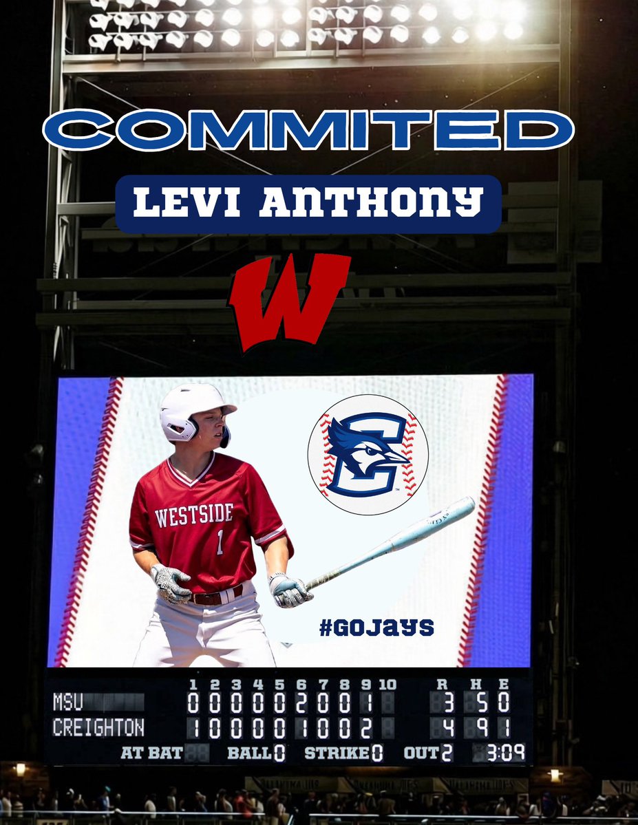 Westside_BB's tweet photo. Congratulations @LeviCAnthony on your commitment to @CU_Baseball ! You have worked extremely hard to get to this point! Keep up all the great work! @Westside66  @WestsideHigh66 @TheForumWHS #WINS #SBS #ROLLSIDE https://t.co/WLIROHfY85