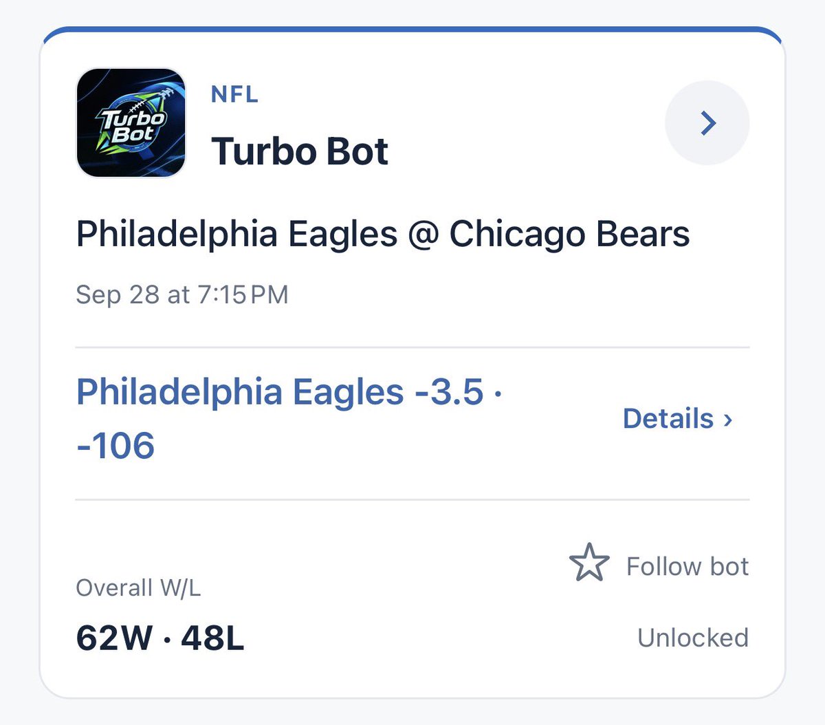 aibetpicks's tweet photo. Turbo says eagles??? #mnf https://t.co/OL8Ka3NMsI