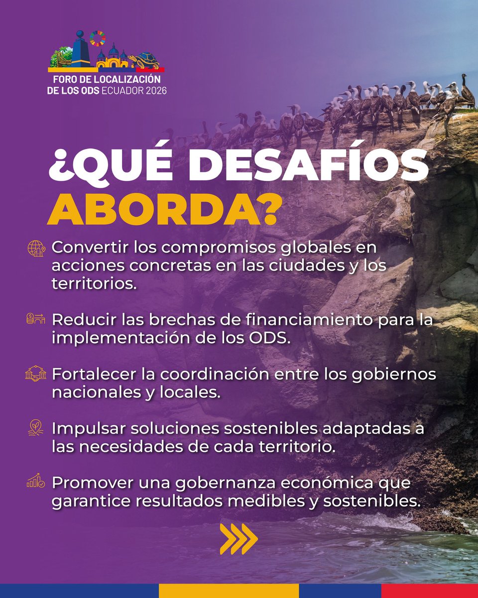 MinGobiernoEc's tweet photo. El Foro Internacional sobre la Localización de los ODS Ecuador 2026 propicia el intercambio de experiencias, conocimientos y reflexiones de la Agenda 2030 a las necesidades y prioridades de las localidades. https://t.co/0oUrEbWqgb