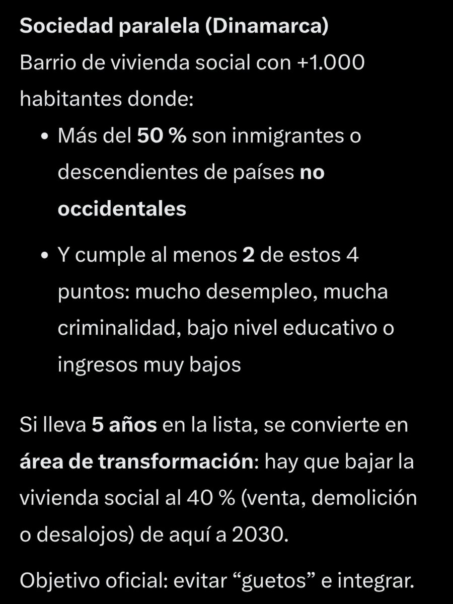 Clonazepamers's tweet photo. Me encanta cuando los progres descubren que sus medidas nefastas no llevan a nada y te dicen ✨Mira que bien en X país✨, cuando, de vivir en Dinamarca, estarían llorando al segundo día porque 😭nazis y fachas😭:

1)Si no llevas 5 años viviendo alli, no puedes comprar casa.

2)"Ley de sociedades paralelas", donde, si los inmigrantes crean ghettos conflictivos, eliminan las viviendas sociales, los desalojan o tiran los edificios.

3)La tasa de inmigración de Dinamarca es, per cápita, 3 veces inferior a la de España.

4)Pese a la diferencia de población entre ambos (España tiene 8 veces la población de Dinamarca) ambos deportan EL MISMO número de personas al año, allí, el que delinque, en vez de darle una paguita, deportado.

En España llamáis nazi y fascista a cualquier partido que proponga aunque sea 1 de estos 4 puntos.

Así que si, sorpresa, tú amiga puede vivir en pleno centro de Dinamarca con un sueldo normal, como vuestra nuevo ídolo Maricarmen y cualquier persona normal en España hace 50 años, porque el gobierno en Dinamarca protege a los suyos.