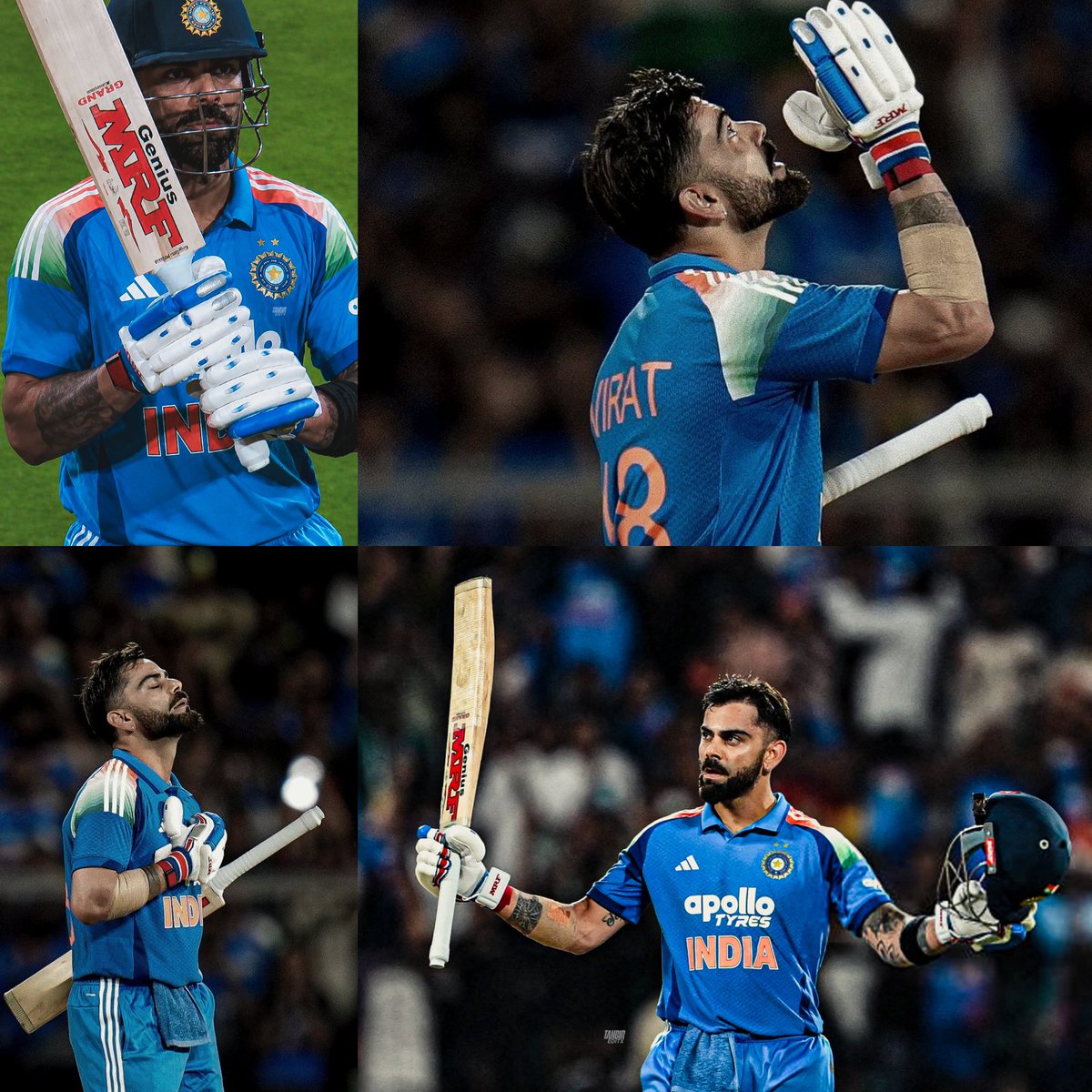 Shebas_10dulkar's tweet photo. 𝗞𝗢𝗛𝗟𝗜 now has 86 Intl Centuries 

𝗙𝗼𝗿𝗺𝗮𝘁 𝗪𝗶𝘀𝗲
55 - ODI*
30 - TEST
1 - T20I

𝗢𝗽𝗽𝗼𝗻𝗲𝗻𝘁𝘀 𝗪𝗶𝘀𝗲
17 - Australia 
15 - Srilanka 
13 - Westindies*
10 - Southafrica 
10 - Newzealand 
  8 - England 
  7 - Bangladesh 
  4 - Pakistan 
  1 - Zimbabwe 
  1 - Afghanistan 

𝗖𝗼𝘂𝗻𝘁𝗿𝘆 𝗪𝗶𝘀𝗲
42 - India*
12 - Australia 
  7 - Srilanka 
  6 - Bangladesh 
  6 - Westindies 
  5 - Southafrica 
  3 - England 
  2 - Newzealand 
  2 - UAE
  1 - Zimbabwe 

𝗬𝗲𝗮𝗿 𝗪𝗶𝘀𝗲
11 - 2017
11 - 2018
8 - 2012
8 - 2014
8 - 2023
7 - 2016
7 - 2019
6 - 2013
4 - 2011
4 - 2015
3 - 2010
3 - 2025
2 - 2022
2 - 2026*
1 - 2009
1 - 2024

𝗔𝗴𝗲 𝗪𝗶𝘀𝗲
21 - 3
22 - 4
23 - 8
24 - 6
25 - 5
26 - 8
27 - 5
28 - 10
29 - 13
30 - 7
31 - 1
32 - 0
33 - 1
34 - 7
35 - 2
36 - 2
37 - 4*

𝗥𝗲𝘀𝘂𝗹𝘁 𝗪𝗶𝘀𝗲
60 - Won*
16 - Lost
  9 - Drawn
  1 - Tied

𝗨𝗻𝗱𝗲𝗿 𝗘𝗮𝗰𝗵 𝗖𝗮𝗽𝘁𝗮𝗶𝗻 
41 - Under Himself 
25 - Dhoni
9 - Rohit 
4 - Rahul 
3 - Sehwag 
2 - Gill*
1 - Gambhir 
1 - Bumrah 

𝗜𝗻𝗻𝗶𝗻𝗴𝘀 𝗪𝗶𝘀𝗲
45 - 2nd Inning*
35 - 1st Inning
4 - 3rd Inning 
2 - 4th Inning 

𝗕𝗮𝘁𝘁𝗶𝗻𝗴 𝗣𝗼𝘀𝗶𝘁𝗶𝗼𝗻 𝗪𝗶𝘀𝗲 
48 - 3rd position*
33 - 4th position 
  3 - 5th position 
  1 - 2nd position 
  1 - 6th position 

𝗗𝗮𝘆 𝗪𝗶𝘀𝗲
27 - Sunday*
 5 - Monday 
 7 - Tuesday 
12 - Wednesday 
15 - Thursday 
  9 - Friday 
11 - Saturday

𝗗𝗮𝘁𝗲 𝗪𝗶𝘀𝗲
1 - 1
2 - 4
3 - 2
4 - 0
5 - 4
6 - 1
7 - 1
8 - 4
9 - 1
10 - 4
11 - 4
12 - 1
13 - 3
14 - 1
15 - 7
16 - 5
17 - 4
18 - 4
19 - 3
20 - 4
21 - 4
22 - 2
23 - 3
24 - 5
25 - 0
26 - 3
27 - 2*
28 - 3
29 - 2
30 - 2
31 - 2

𝗠𝗼𝗻𝘁𝗵 𝗪𝗶𝘀𝗲
Jan - 12
Feb - 11
Mar - 5
Apr - 0
May - 0
Jun - 0
July - 8
Aug - 6
Sep - 6*
Oct - 16
Nov - 10
Dec - 12

𝗥𝗲𝗮𝗰𝗵𝗶𝗻𝗴 𝗖𝗲𝗻𝘁𝘂𝗿𝗶𝗲𝘀 𝗯𝘆 𝗛𝗶𝘁𝘁𝗶𝗻𝗴 
1 run - 36
2 runs - 14
4 runs - 29
6 runs - 7*

𝗡𝗼𝗻-𝘀𝘁𝗿𝗶𝗸𝗲𝗿 𝗪𝗶𝘀𝗲 
12 - Ajinkya Rahane
8 - MS Dhoni
7 - Suresh Raina
7 - Rohit Sharma 
5 - Ravindra Jadeja
5 - KL Rahul
3 - G Gambhir 
3 - Kedar Jadhav 
3 - Shreyas Iyer 
3 - Axar Patel 
3 - Hardik Pandya 
2 - R Ashwin 
2 - Yusuf Pathan 
2 - Shikhar Dhawan 
2 - Murali Vijay 
2 - C Pujara
2 - Rishabh Pant
1 - Rahul Dravid 
1 - Ishant Sharma 
1 - Ambati Rayudu 
1 - Stuart Binny 
1 - Manish Pandey 
1 - Jayant Yadav 
1 - Dinesh Karthik 
1 - Mohd Shami
1 - Vijay Shankar
1 - Umesh Yadav 
1 - Bhuvneshwar 
1 - Hanuma Vihari
1 - Nitish Reddy
1 - Harshit Rana 
1 - Ruturaj Gaikwad*

𝗢𝗽𝗽𝗼𝗻𝗲𝗻𝘁 𝗖𝗮𝗽𝘁𝗮𝗶𝗻𝘀 𝗪𝗶𝘀𝗲
7 - Jason Holder
5 - Michael Clarke
5 - Steven Smith
5 - Alastair Cook
5 - Kane Williamson
4 - M Jayawardene
3 - Aiden Markram*
3 - Faf du Plessis
3 - Dinesh Chandimal
3 - Aaron Finch
2 - Angelo Mathews
2 - Dwayne Bravo
2 - George Bailey 
2 - Joe Root
2 - Kraigg Brathwaite
2 - Mushfiqur Rahim
2 - Misbah-ul-Haq
2 - Shakib Al Hasan
2 - Ross Taylor
2 - Brendon McCullum
2 - Dasun Shanaka
2 - Temba Bavuma 
1 - K Sangakkara
1 - Darren Sammy
1 - Brendan Taylor 
1 - Graeme Smith
1 - AB de Villiers
1 - Eoin morgan
1 - Rangana Herath
1 - Tim paine
1 - Lasith Malinga
1 - Upul Tharanga
1 - Mominul Haque
1 - Mohammad Nabi
1 - Liton Das
1 - Babar Azam
1 - Najmul Shanto
1 - Pat Cummins
1 - Mohammad Rizwan
1 - Michael Bracewell 
1 - Shai Hope*

𝗚𝗿𝗼𝘂𝗻𝗱 𝗪𝗶𝘀𝗲
5 - Adelaide 
4 - Vizag
4 - Kolkata 
4 - Pune
4 - Port of Spain, Trinidad 
4 - Colombo (RPS)
4 - Mirpur 
4 - Nagpur 
3 - Mumbai (Wankhede)
3 - Ranchi
2 - Delhi
2 - Guwahati 
2 - Dubai
2 - Galle
2 - Chennai 
2 - Melbourne 
2 - Perth
2 - Centurion 
2 - Indore 
2 - Thiruvananthapuram*
1 - Wellington 
1 - Hobart
1 - Chattogram 
1 - Birmingham 
1 - Kanpur 
1 - Harare
1 - Dharamshala 
1 - Mohali
1 - Durban
1 - Bengaluru 
1 - Hambantota
1 - Canberra
1 - Napier
1 - Ahmedabad 
1 - Capetown 
1 - Guwahati (Nehru)
1 - Rajkot 
1 - Hyderabad 
1 - Jamaica
1 - Jaipur 
1 - Fatullah
1 - Antigua
1 - Cardiff
1 - Sydney 
1 - Johannesburg 
1 - Nottingham
1 - Raipur

(1/2)
