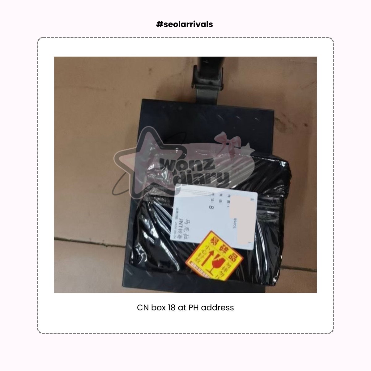 wonzdiary's tweet photo. 🇨🇳 photo arrival  ౨ৎ  #seolarrivals 

CN box 18 — at ph warehouse 🇵🇭 

waiting for jnt to deliver it to me. sorting &amp; shipment this week. isf will be sent shortly. pls expect higher isf fees as wh increased their cargo rates. thank you ~ https://t.co/vUtuxMQa80