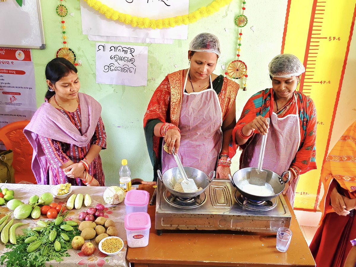 SarojiniBe67390's tweet photo. On the auspicious occasion of Poshan Maah 2026, a recipe competition was organised among mothers at Badas AWC of Kanas Project under Puri District. https://t.co/i1XMV04yZs