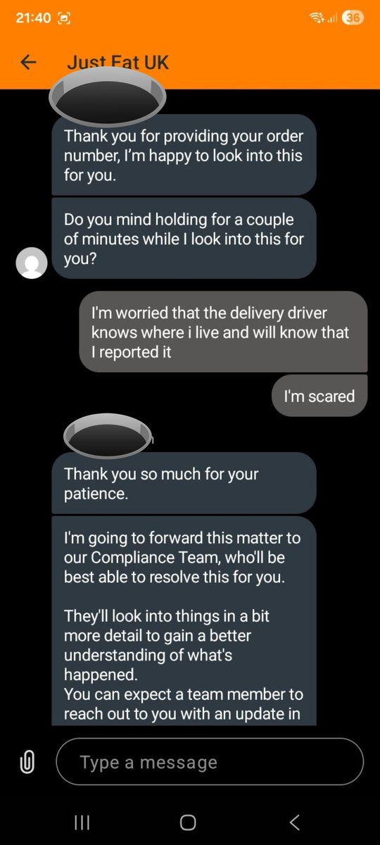 ActivePatriotUK's tweet photo. 🚨 Sent in by a follower happened in Grimsby last night 👇🏻 

A lone woman in grimsby with kids in bed ordered from just eats last night and the foreign delivery driver refused to give her order unless she let him take a picture of her passport or drivers license

Really sinister and creepy, women need to be warned not to let these men take photos of their ID. They're not allowed to do that. That personal information could be used in a bad way