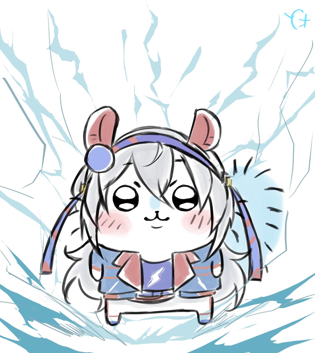 chiyo_mily's tweet photo. Tamonga Cross vs Usaguri Cap  
#umamusume x #chiikawa https://t.co/POBMLRFpLb