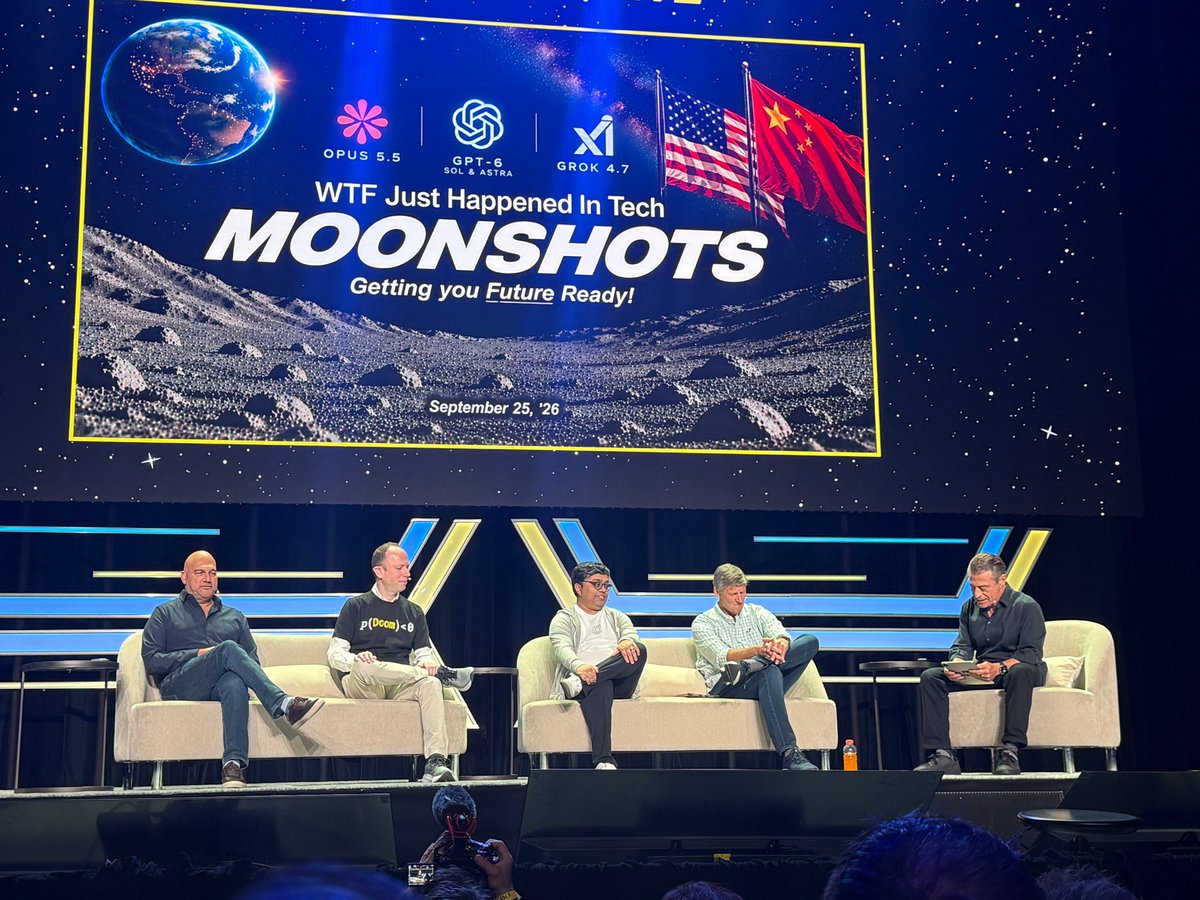 ii_posts's tweet photo. A glimpse from Moonshots Live in LA.

@EMostaque joined @PeterDiamandis, @alexwg, @salimismail and @DaveBlundin to reflect on what may be the most interesting moment in human history.

AI, longevity, space, energy and technologies once confined to science fiction are all beginning to converge at the same time.

The future isn’t something far away anymore. We’re living through its arrival.