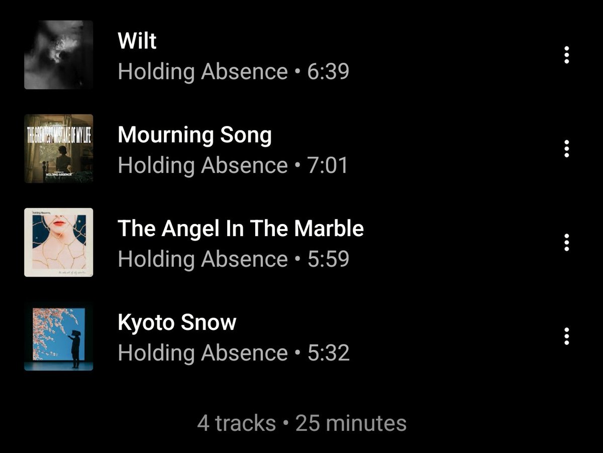 staxalotl34's tweet photo. The Holding Absence playlist of doom and despair https://t.co/sJQMoXoUN7