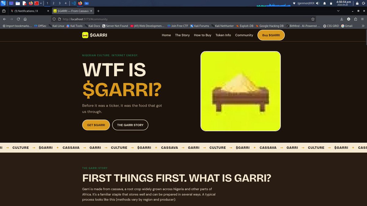 Emma_AkpanItoro's tweet photo. just developed a website in support of robinhood:0xdddf7ab756c35b4d0537825497e6932780710241

From Cassava to Culture, is a simple but memorable concept, and the website does a great job presenting the vision

@degenBRO__

https://t.co/EEsatG71po

#GARRI #Crypto #Web3 #MemeCoin https://t.co/RtnUux2RJb