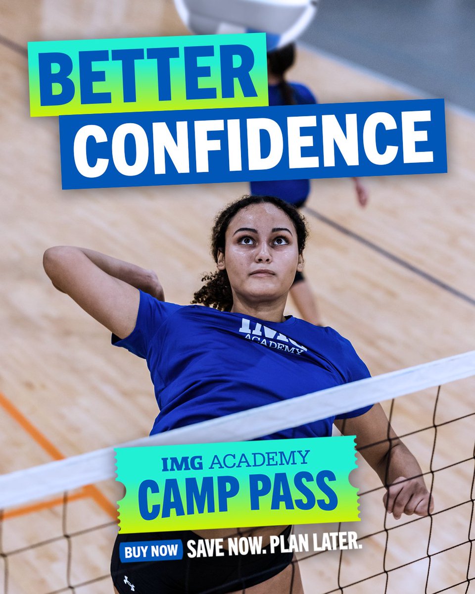 IMGAcademy's tweet photo. Better starts with a goal. Camp Pass helps build the plan. Reserve a 2027 IMG Academy Camp now, lock in our lowest rate of the year, and wait to choose your week until the rest of your athlete's schedule comes together. 

Get Camp Pass 💪: https://t.co/9ytOuqzdTP https://t.co/DEqfZa2vBH