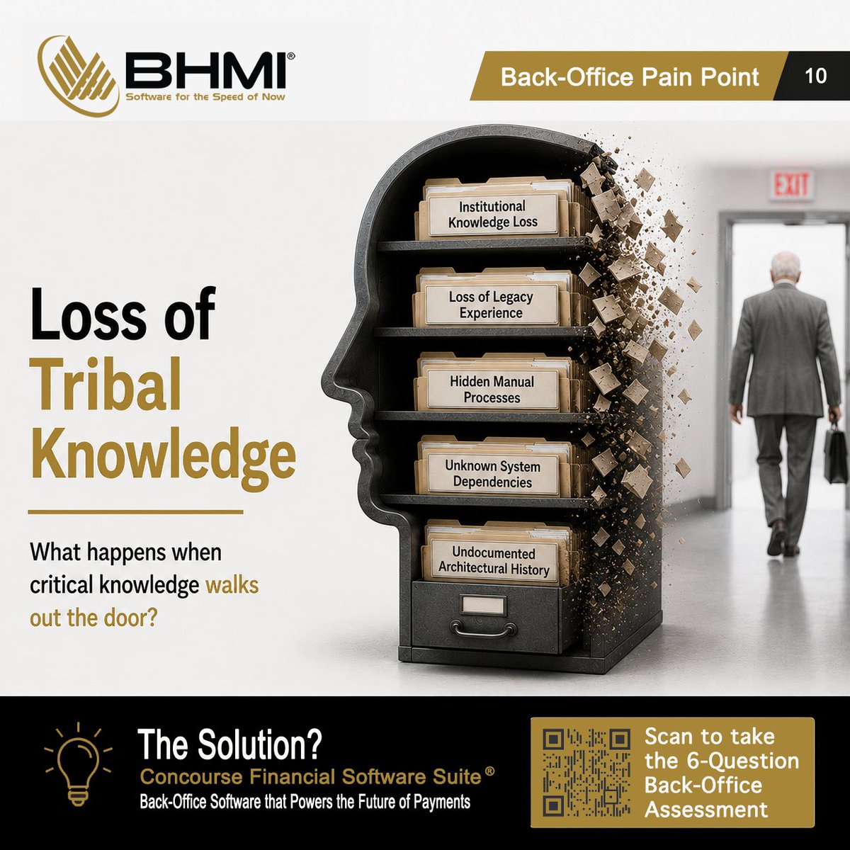 bhmisoftware's tweet photo. #ModernizationMonday: What happens when critical payments knowledge walks out the door?

When key processes and workarounds live only in employees’ heads, turnover can create operational risk.

Explore more back-office challenges in this infographic:

https://t.co/78ssFb12cB https://t.co/UdPkn007bk