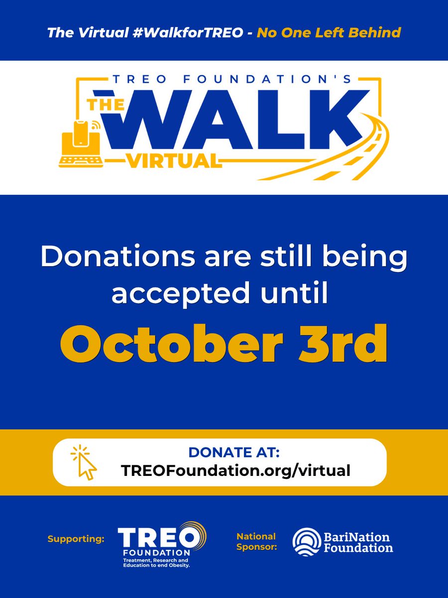 TREOTheWalk's tweet photo. 💜 Thank you to everyone who supported The Virtual #WalkforTREO.
The walking may be complete, but fundraising continues through October 3 at midnight ET!
Donate today at https://t.co/UDIb2sYCO5
#WalkforTREO @TREOTheWalk #NoOneLeftBehind https://t.co/ZhTCP3TN1G