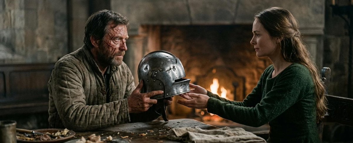 AveryMonroe_'s tweet photo. A knight can survive a battlefield. Surviving being fully seen is harder.
“The bravest thing he ever did was take the helmet off and let her look at what the war had left.”
After the siege of Greyford, Sir Caelan would not remove his helm even at table. Lady Isolde waited until the fire burned low, then simply held out her hands. He placed the dented steel in them. She did not flinch. That was the night he stopped being only a knight.
Would you stay if they showed you the part they hide from everyone else?