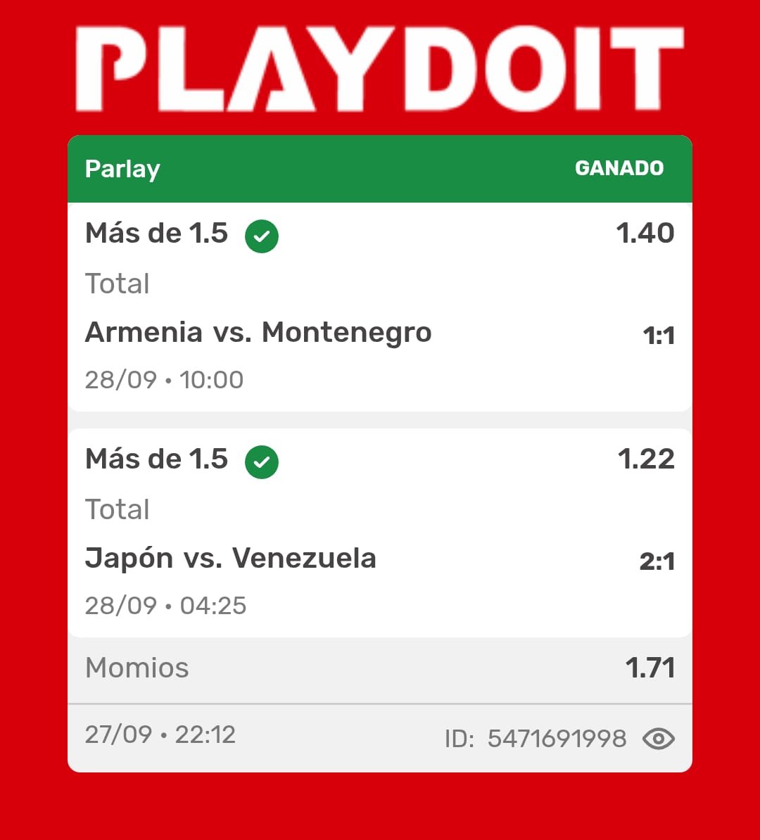 ArmaTipster's tweet photo. DOS VERDES MÁS!! ✅✅ En 40 min se cobraron ambas, así sí CARAJO 🔥

Ya van 3 verdes y quedan 3 pendientes. Aunque fallen las tres, cerramos estos 6 picks con +2.80% de banca 💰

Dale ❤️  si cobraste!!

#Armenia #Montenegro #Japón #Venezuela #NationsLeague #ArmaTipster https://t.co/B6Al6JJdKB