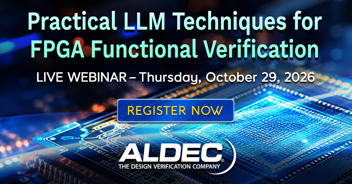 AldecInc's tweet photo. Join us on October 29 for our Practical #LLMTechniques for #FPGA #FunctionalVerification webinar. We’ll be live at 16:00 CEST and at 11:00 PDT. https://t.co/VIiGvYkGUF
#AI #ArtificialIntelligence #LargeLanguageModels
#GenerativeAI #EDA #FPGAVerification #FPGAdesign https://t.co/7T6FyM6atv