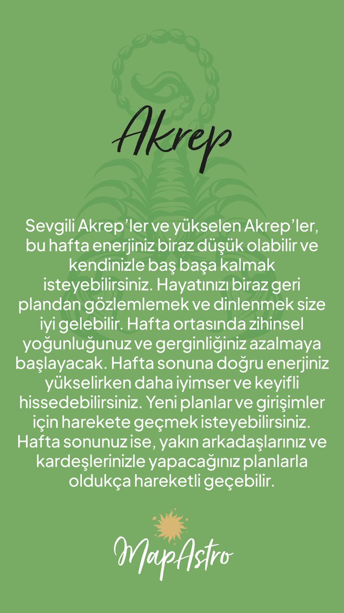 Mapastroapp's tweet photo. ✨ 28 Eylül - 4 Ekim Haftası Burç Yorumları ✨🔮

(Aslan - Başak - Terazi - Akrep) https://t.co/i0BL6KcvRt
