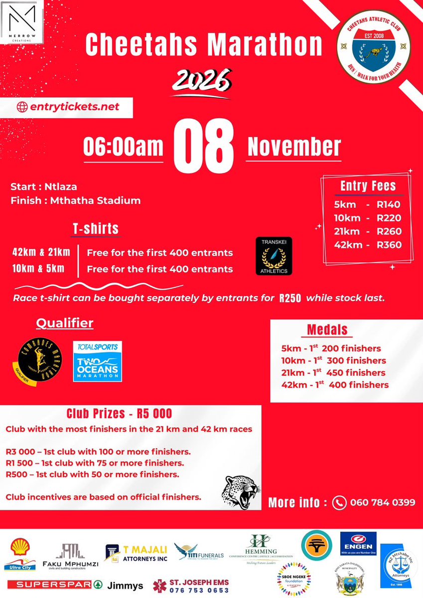 FitMasi's tweet photo. The biggest Marathon ePhondweni 🙌🏾🙌🏾

The Prizes for Cheetahs Marathon 2026 

Will it be your Club walking away with iGusha?? 🤭

Entries are Open!! @club_cheetahs https://t.co/cm8Tu37Jvs