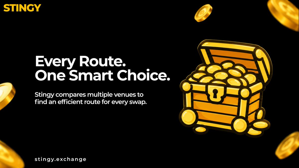 Stingy_Exchange's tweet photo. Stingy automatically scans every route across the market to guarantee you get the best price on your swaps, every single time. https://t.co/0YqIqiVgAT
