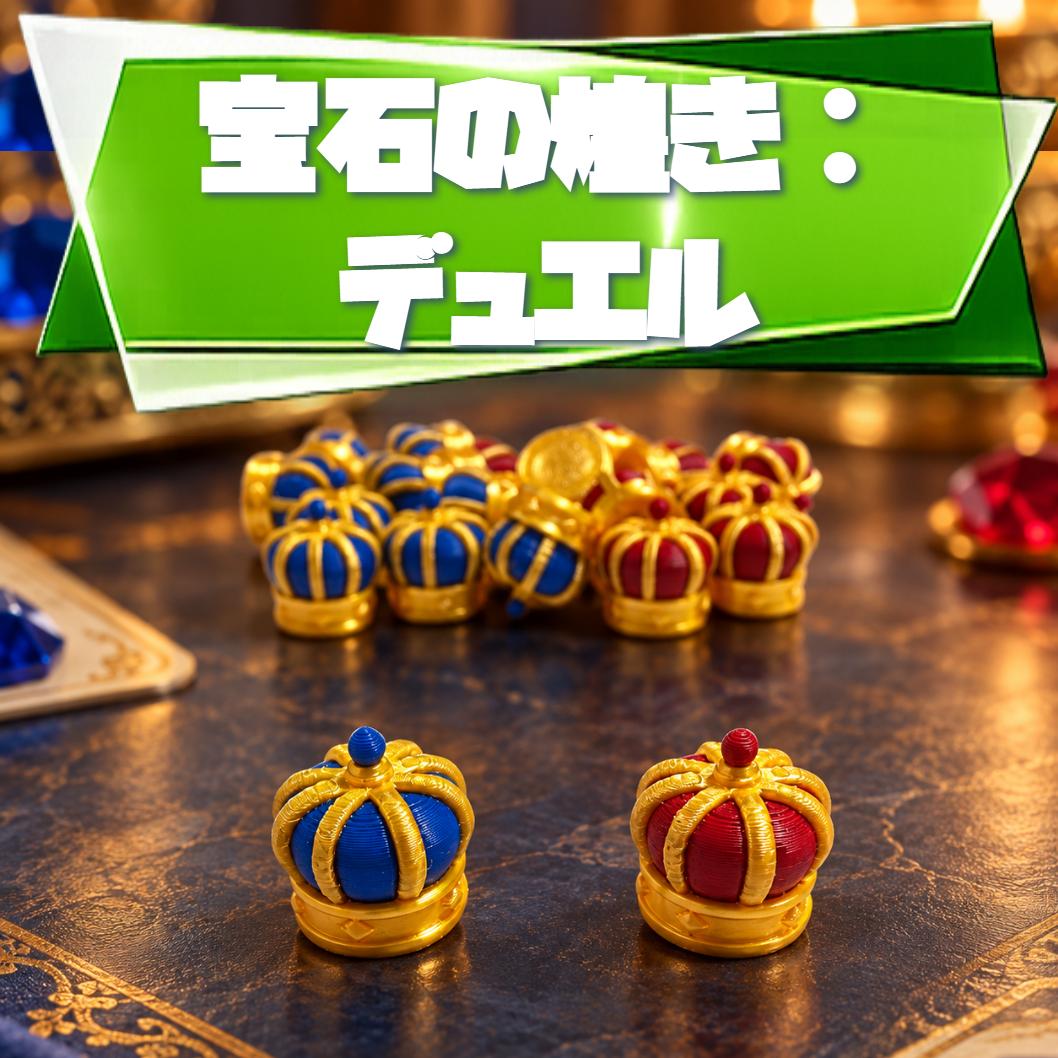 bdgupgrade's tweet photo. ✨新商品販売開始✨

『宝石の煌き：デュエル』をもっと遊びやすく！

👑 王冠トークン 👑
赤・青それぞれ10個、計20個セットです。
自分と相手の王冠数がひと目で分かりやすくなり、
テーブル上の見た目もグッと華やかに✨
ゲームの箱にもぴったり収納できます！
ぜひデュエルのお供にどうぞ💎

#宝石の煌き
#宝石の煌きデュエル
#ボードゲーム
#ボドゲ
#ボードゲーム改良工房