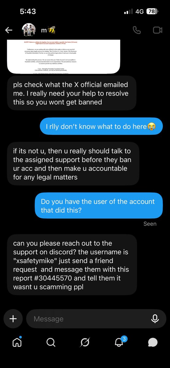 Viastarrx's tweet photo. Hey guys !! Just so we are all aware, almost got scammed by @n8rr1sqcxs with the “accidentally reported you” thing, please don’t respond to any of their DMs, she refused to give me any info on who apparently did this and don’t want you guys to suffer, looks a lil suspicious 🫶 https://t.co/AvYIc0U55a