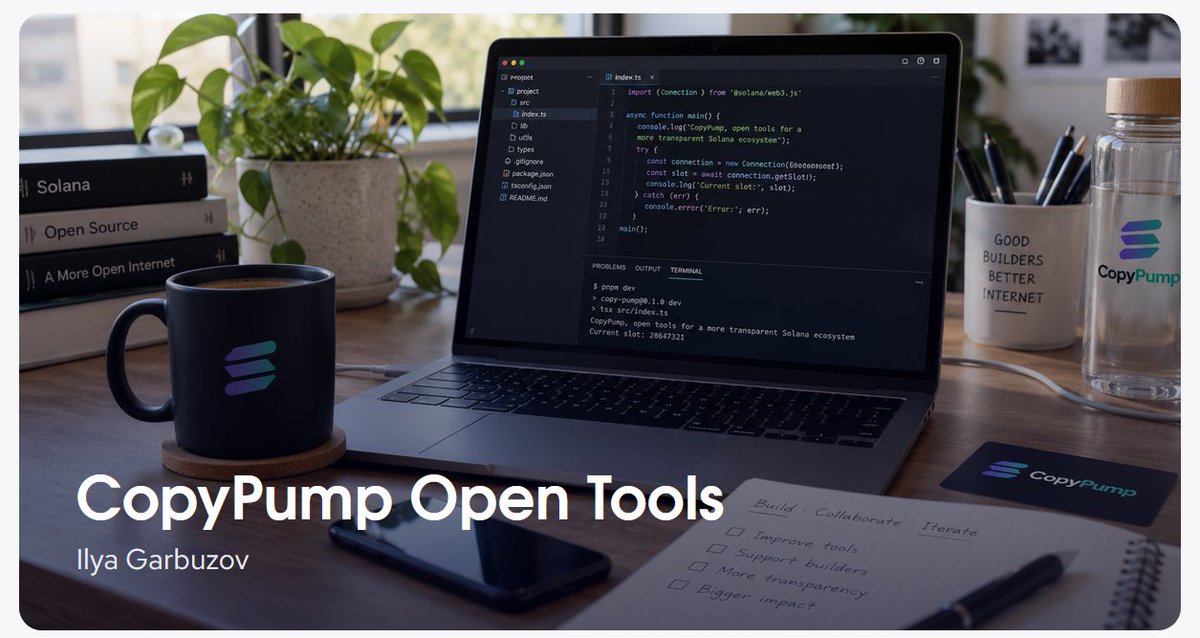 CopyPumpAI's tweet photo. CopyPump Open Tools is now live on Giveth.We’ve opened a way to support our public work: Solana verification tools, deterministic tests, and developer documentation. No token sale. No equity. No promises of returns.
Just support for open technical work.https://t.co/dIl8Z94vA5 https://t.co/2uKAyfEb3X