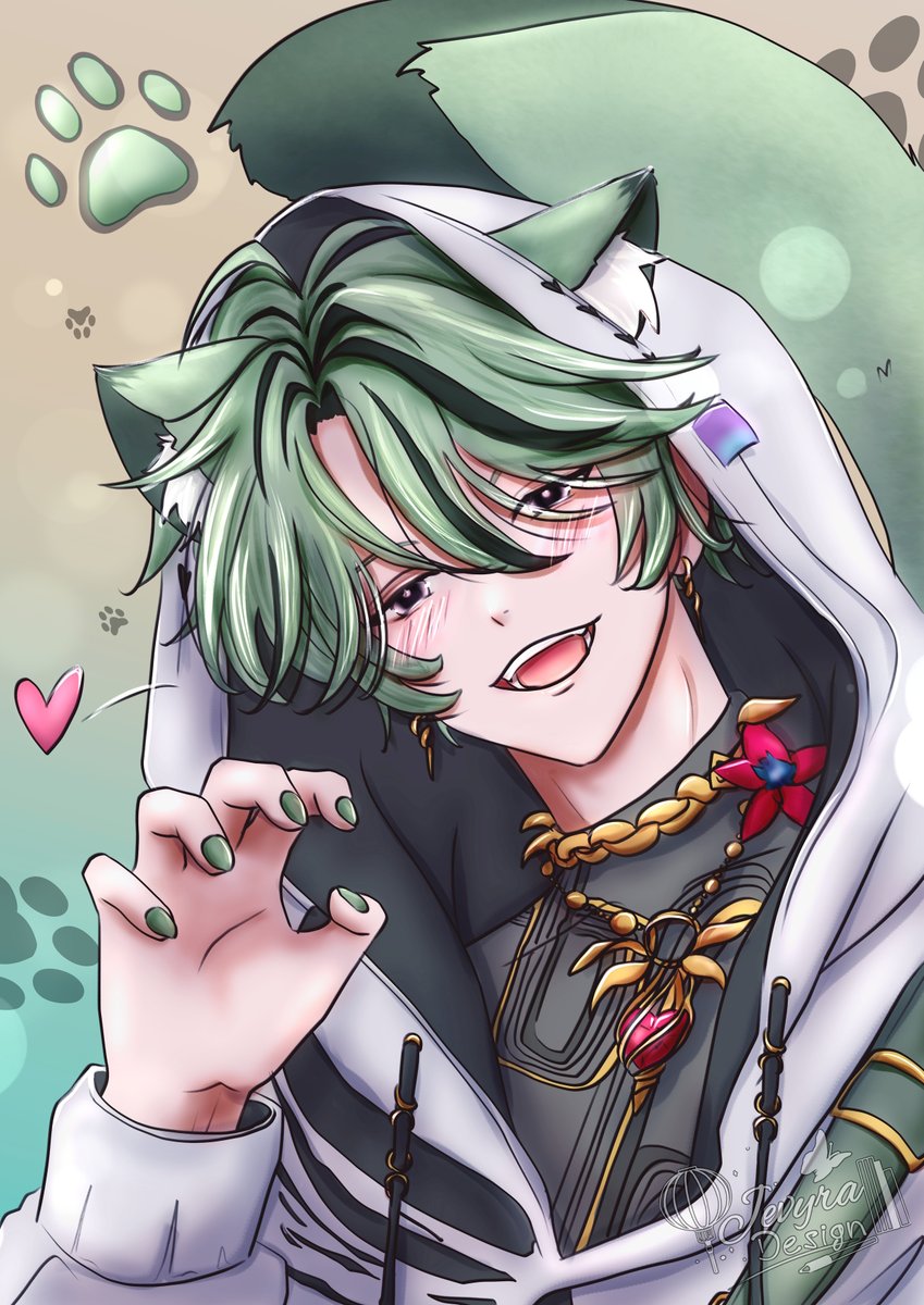 Jevyra_Design's tweet photo. Meow ~💚 #FernArt https://t.co/p1IrfSk42B