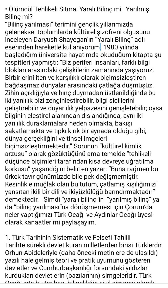 mevlutuyanik's tweet photo. Ölümcül Tehlikeli Sıtma: Yaralı Bilinç mi;  Yarılmış Bilinç mi?
“Bilinç yarılması” terimini gençlik yıllarımızda geleneksel toplumlarda kültürel şizofreni olgusunu inceleyen Daryush Shayegan’ın “Yaralı Bilinç” adlı eserinden hareketle kullanıyorum
https://t.co/OBu2fTzarl https://t.co/c3GSmCITkH