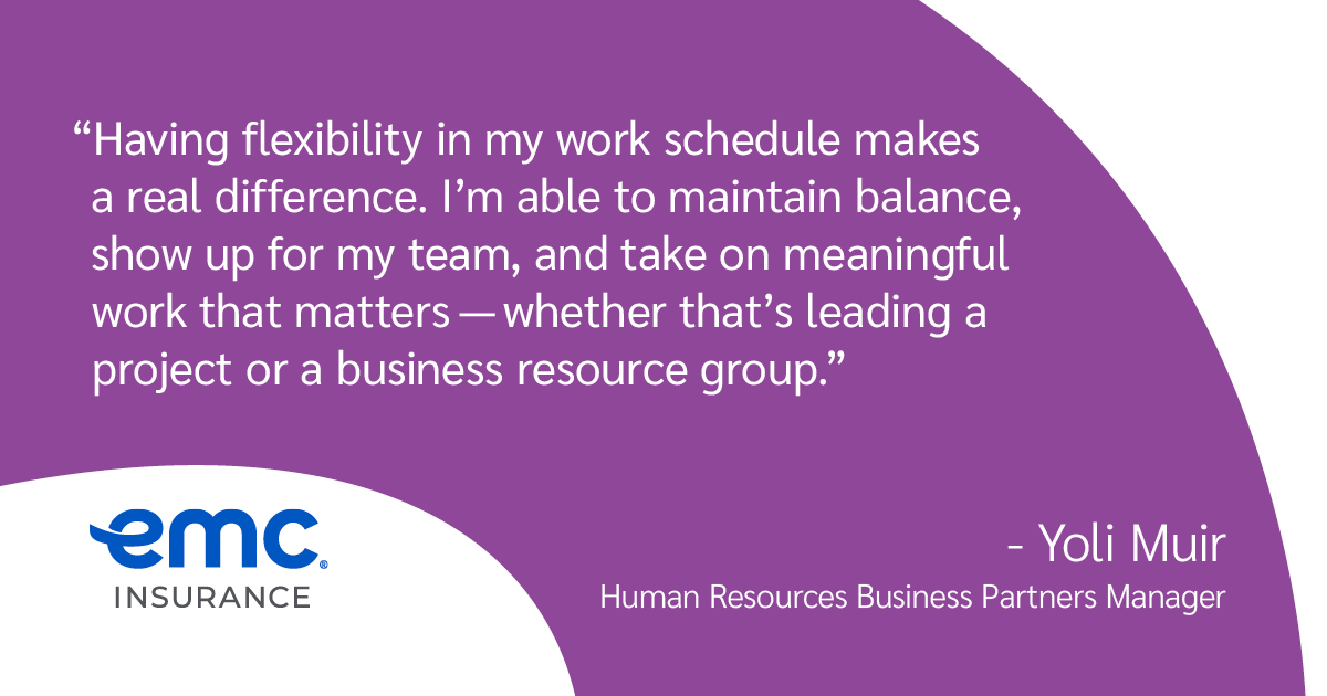 EMCInsurance's tweet photo. At EMC, flexible work arrangements help our team members be their best at work and beyond. Thank you to Yoli for sharing her story!

Learn more about working at EMC. https://t.co/2l2DyJkMII https://t.co/iqJHn8KlZf