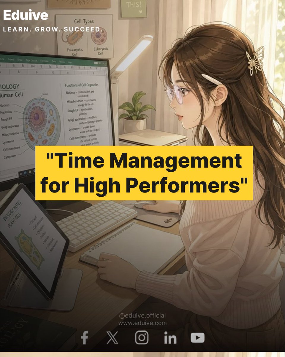 Eduive_Official's tweet photo. Time Management for High Performers: 3 Habits to Master Your Schedule.
High performers don't work longer hours; they manage their focus better.
#TimeManagement #HighPerformers #StudyHacks https://t.co/HAWYq4VFk6