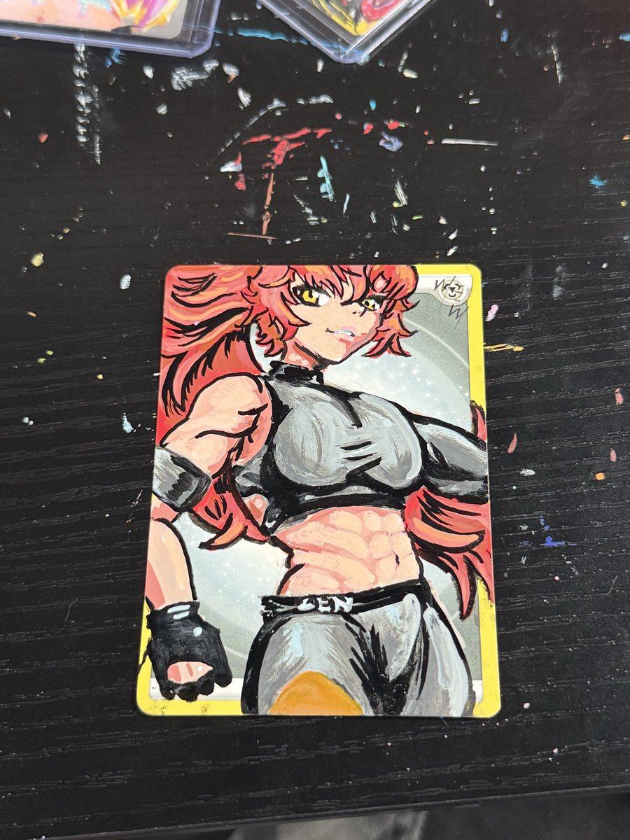 eepprraa's tweet photo. Another energy card artwork :3 this time it’s a Commission order 
someone requested zen in their workout model
 #zentreart #cardart 
MY DARK GREY PAINT MARKER RAN OUT SO I IMPROVISED 😭😭😭 https://t.co/dLF1PeBs5D